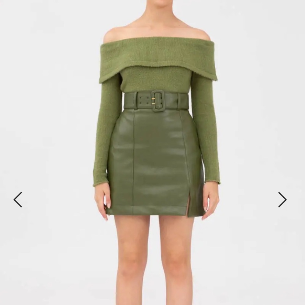 FINDERS KEEPERS - IZZY RECYCLED PU SKIRT, GREEN